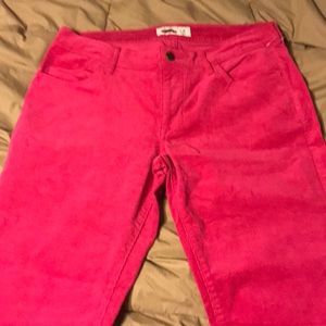 Bright pink corduroy jeans